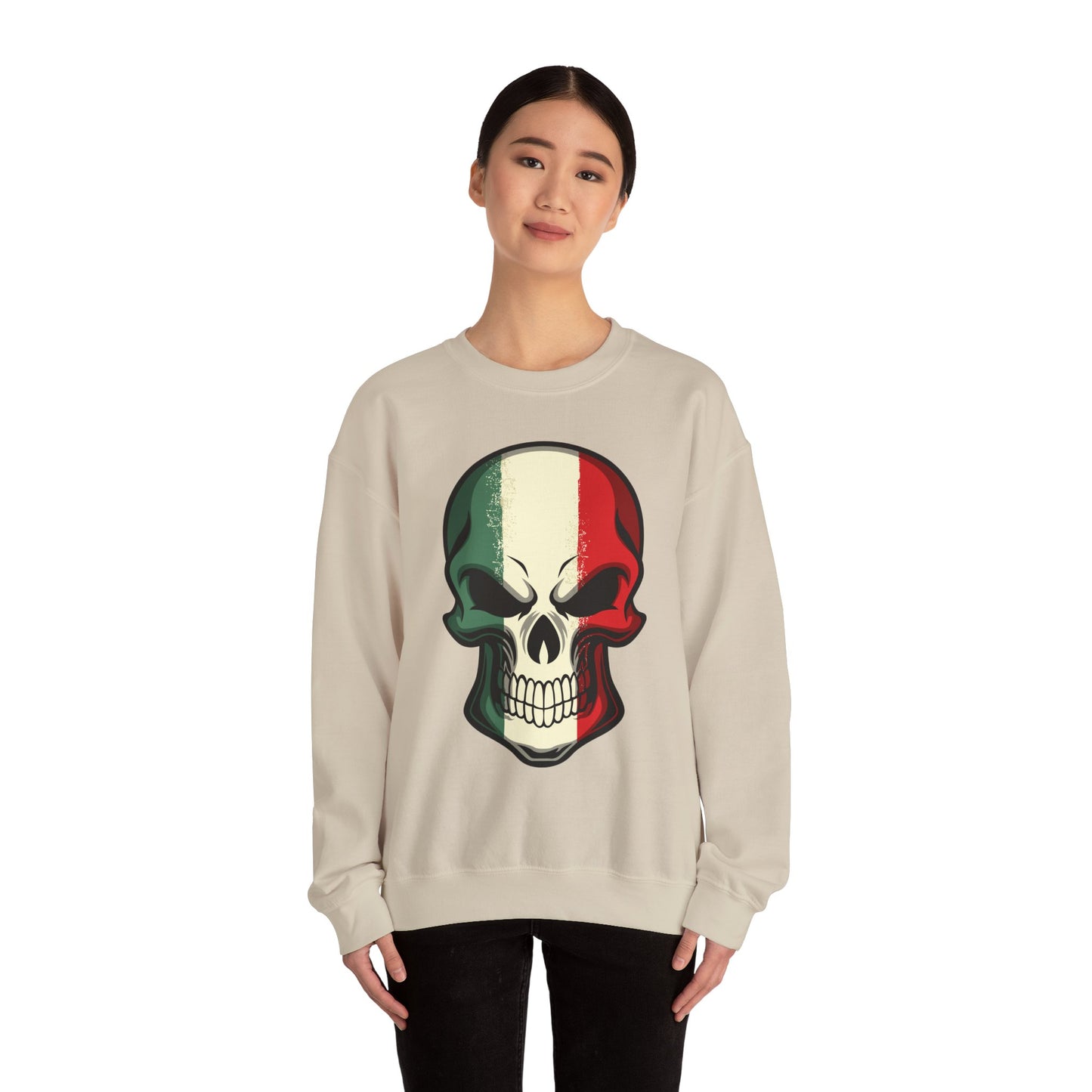Crewneck Sweatshirt - Red White Green Skull
