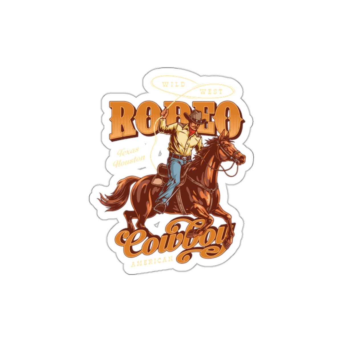 Die-cut stickers - Wild West - Houston, Texas - American Rodeo Cowboy