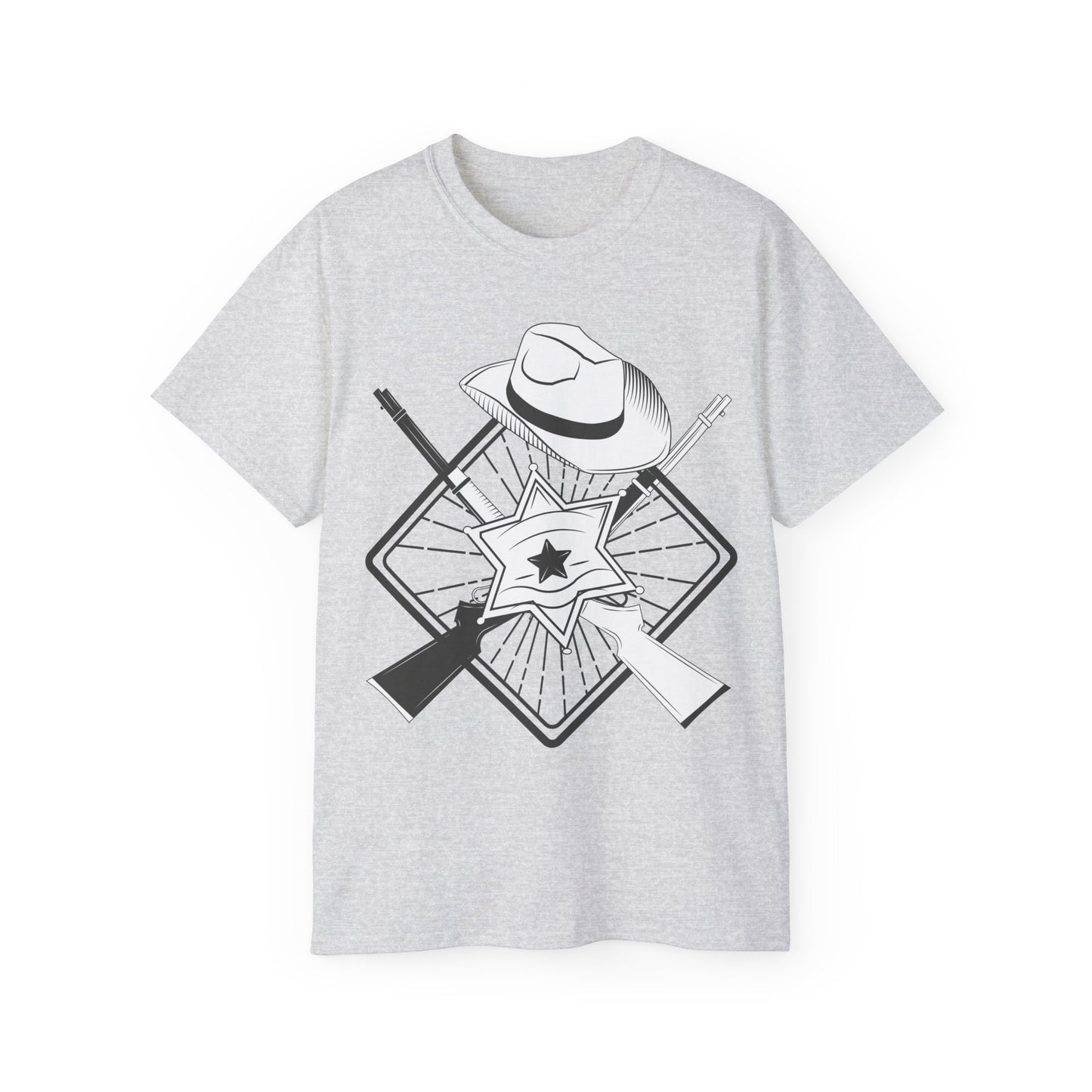 Unisex Ultra Cotton Tee - Vintage Cowboy w Rifles and Hat