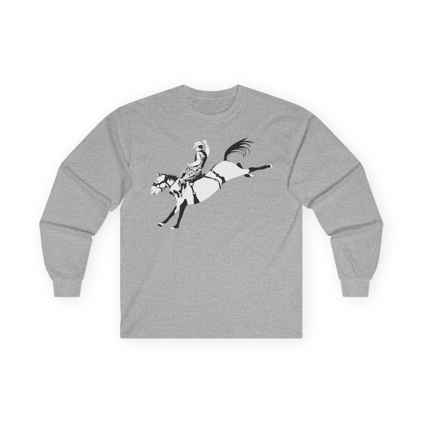 Unisex Ultra Cotton Long Sleeve Tee - Cowboy - Bronco Buster - BW