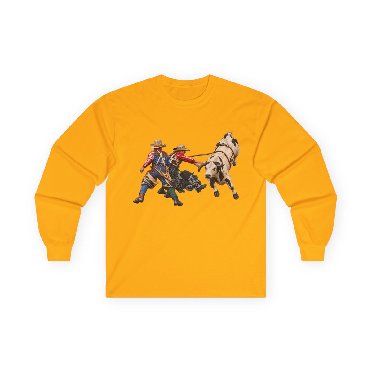 Unisex Ultra Cotton Long Sleeve Tee - Cowboys - Clowns and Bull - without Text - 3D Transparent