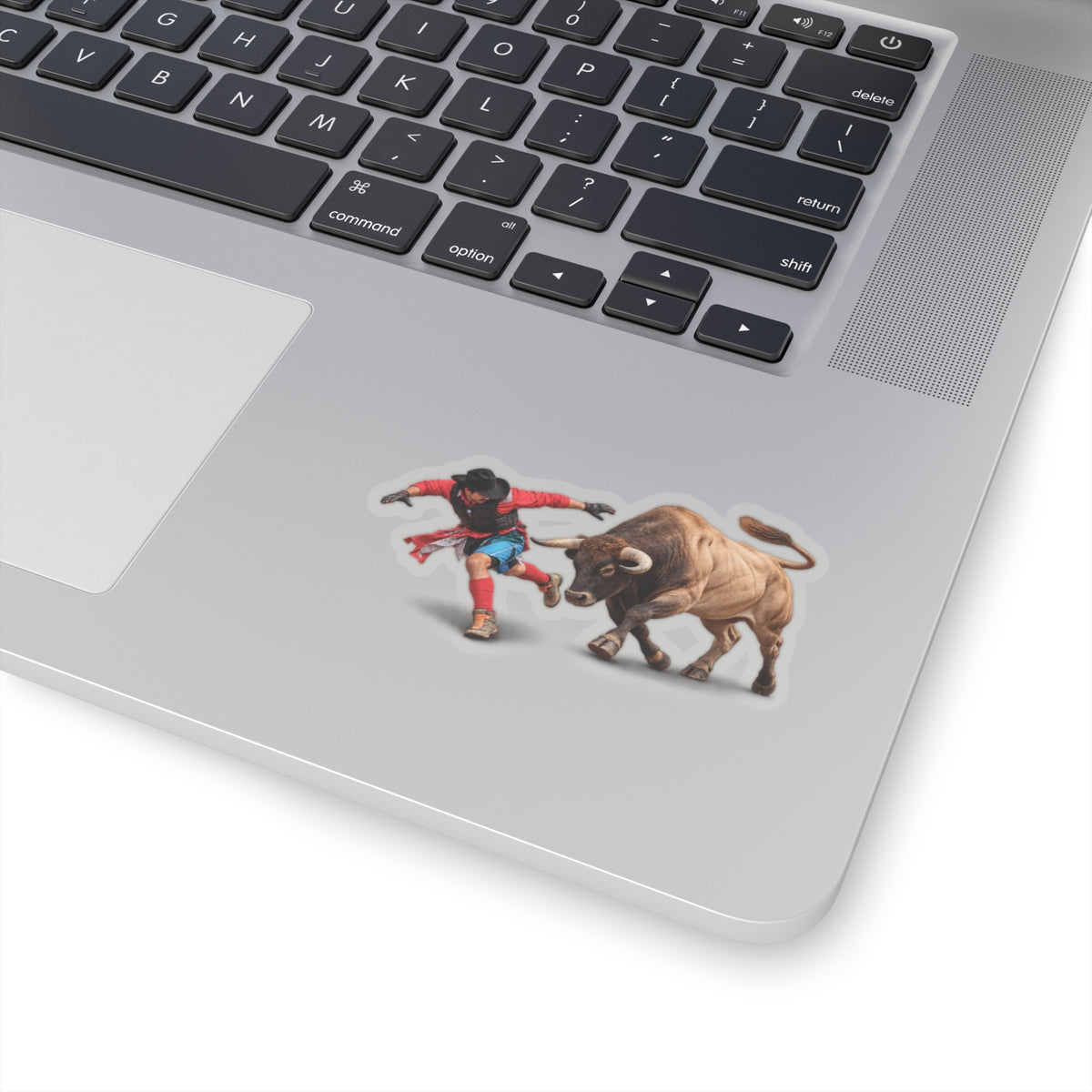 Kiss-Cut Stickers - Cowboys - Bull Chasing Clown - Ground Shadow - without Text - 3D Transparent