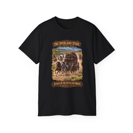 Unisex Ultra Cotton Tee - Overland Stage - Indian Attack on the Trail - 3D - Enhanced