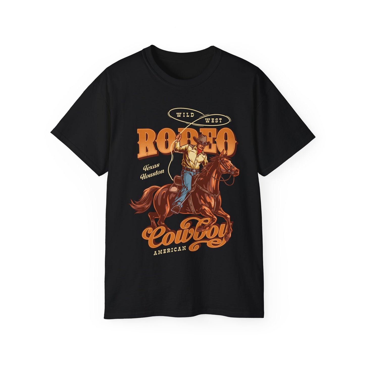 Unisex Ultra Cotton Tee - Wild West - Houston, Texas - American Rodeo Cowboy