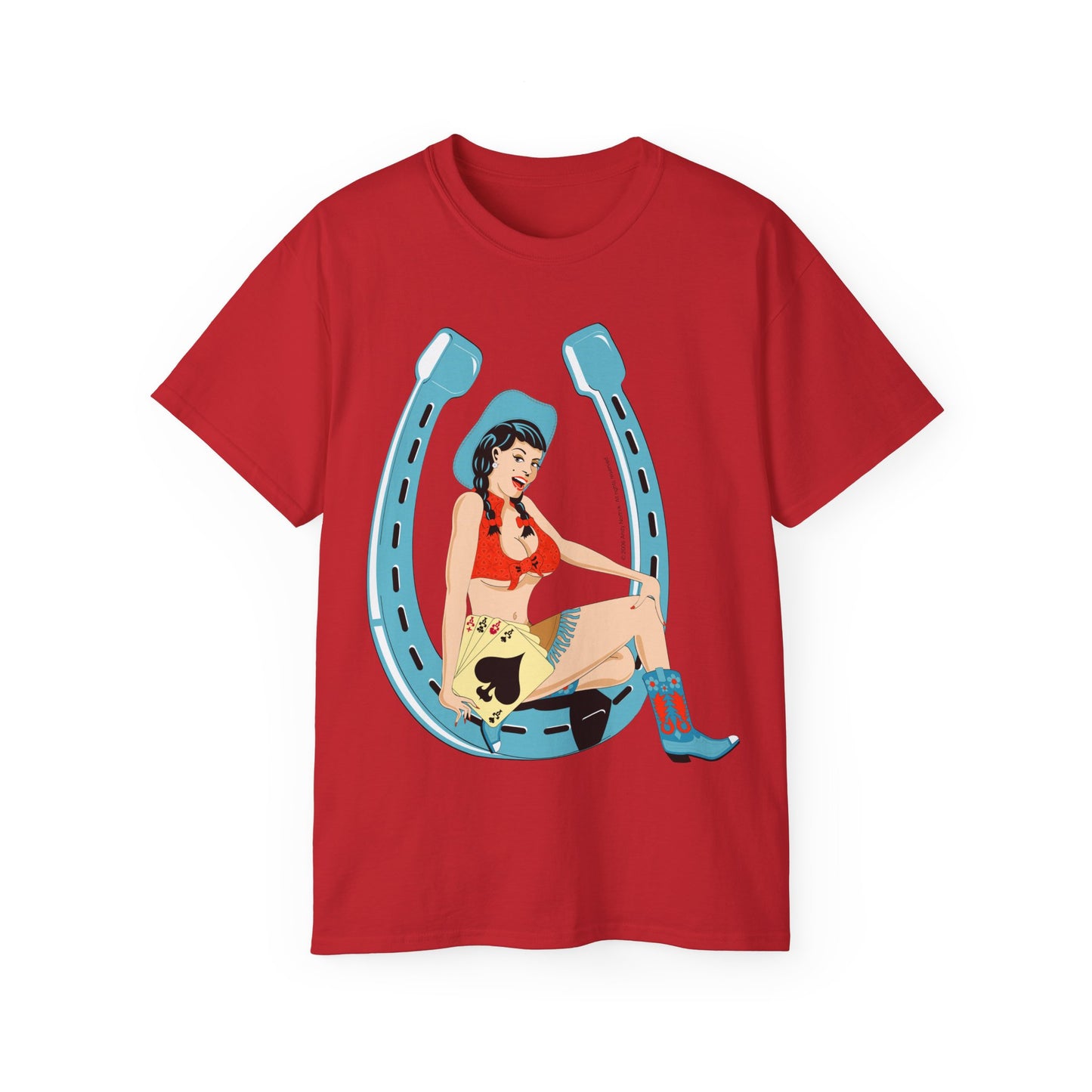 Unisex Ultra Cotton Tee - Sexy Cowgirl Luck - Lady Luck