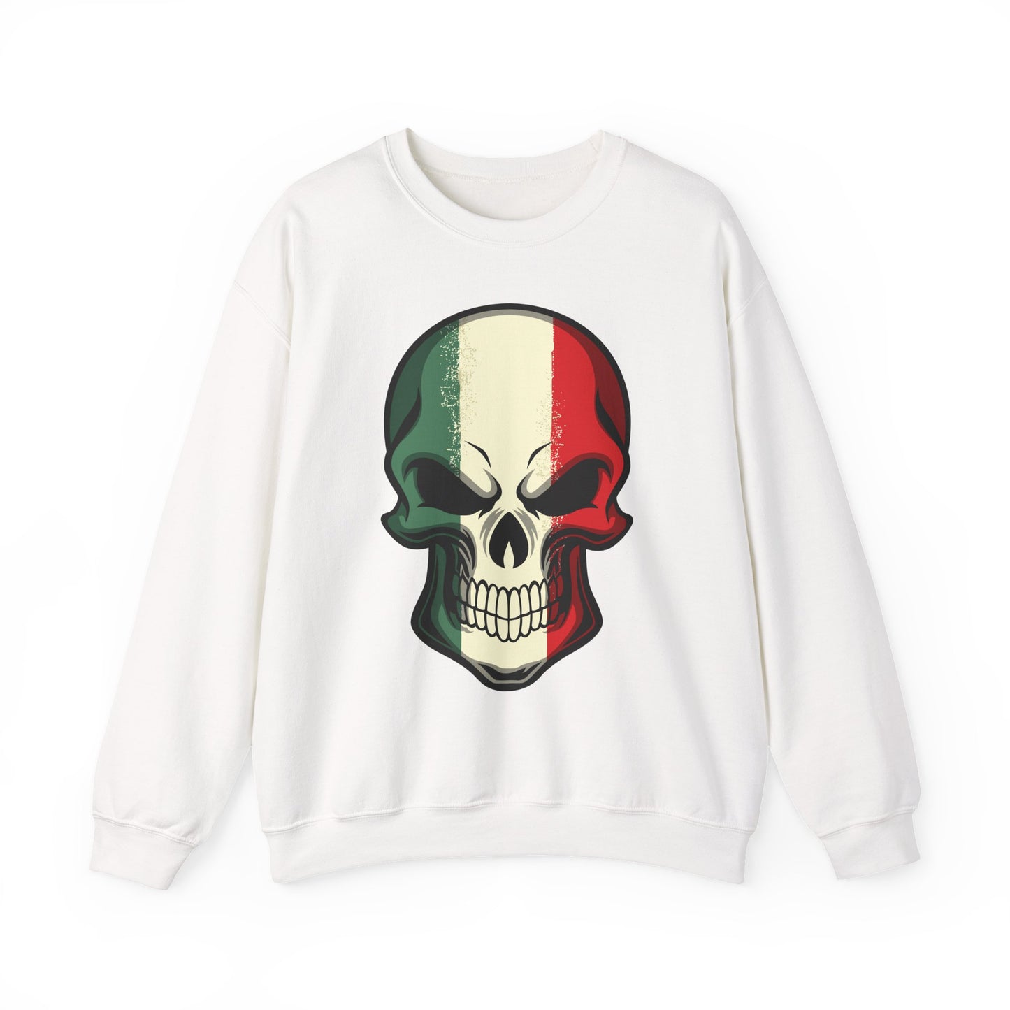 Crewneck Sweatshirt - Red White Green Skull