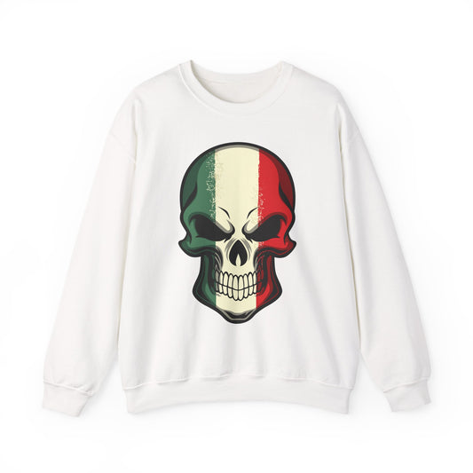 Crewneck Sweatshirt - Red White Green Skull