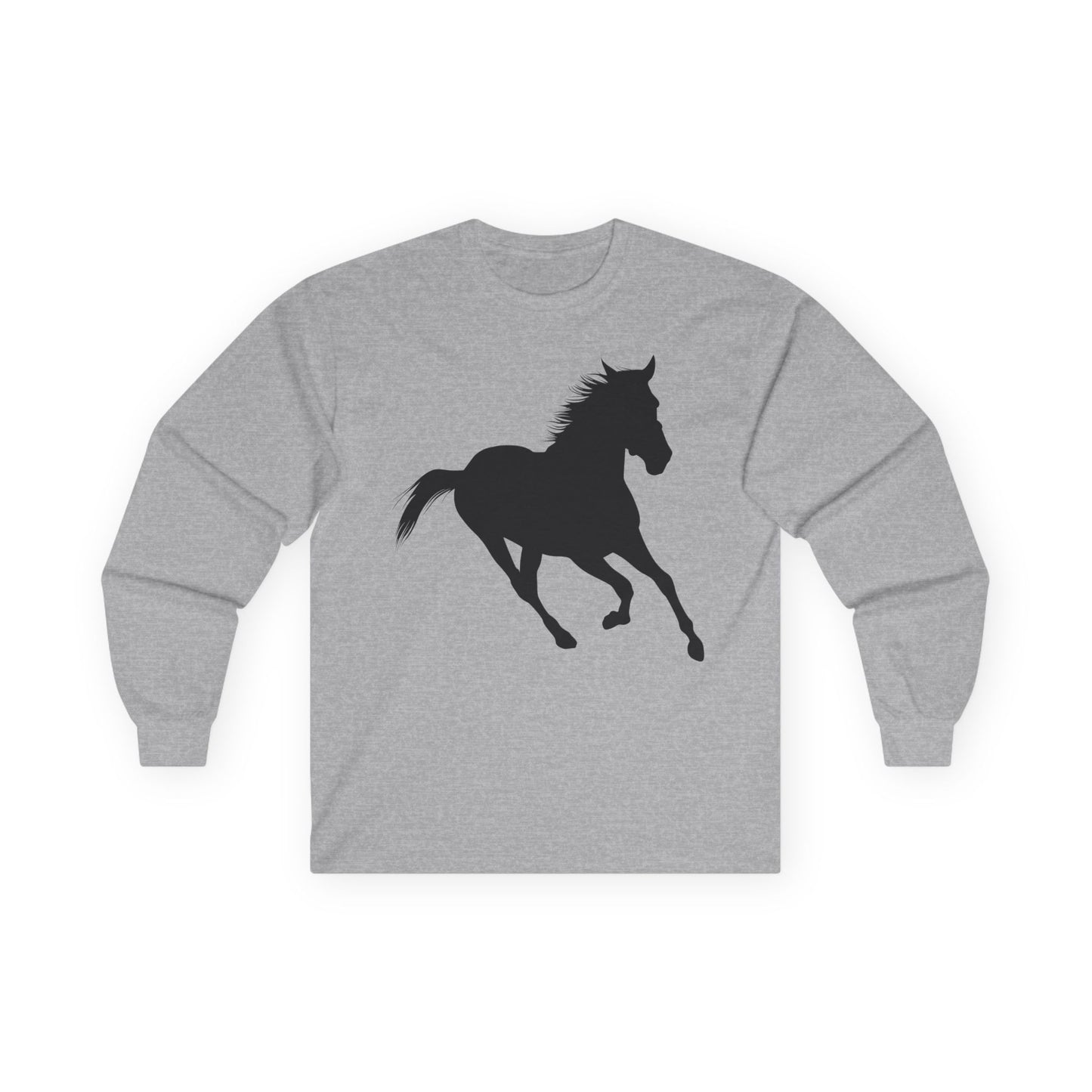Unisex Ultra Cotton Long Sleeve Tee - Wild Horse - Running Leaning Left X 300