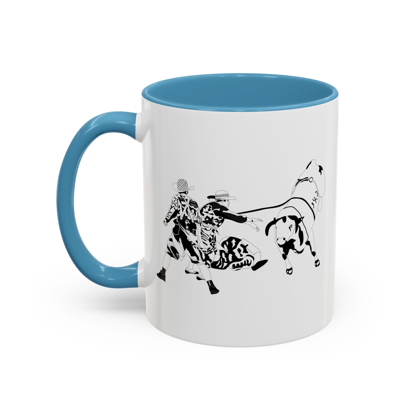 Accent Coffee Mug (11, 15oz) - Clowns and Bull - BW