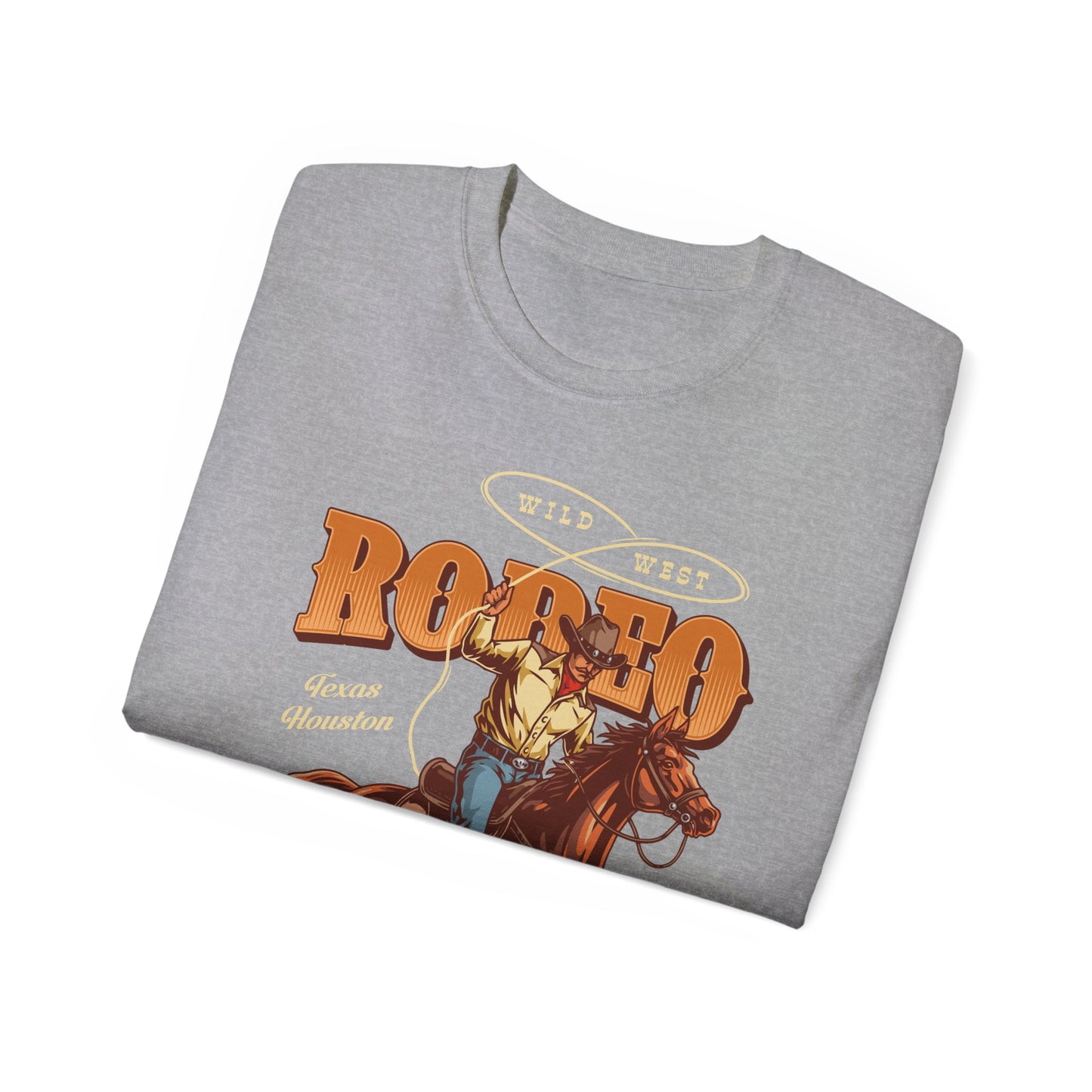 Unisex Ultra Cotton Tee - Wild West - Houston, Texas - American Rodeo Cowboy