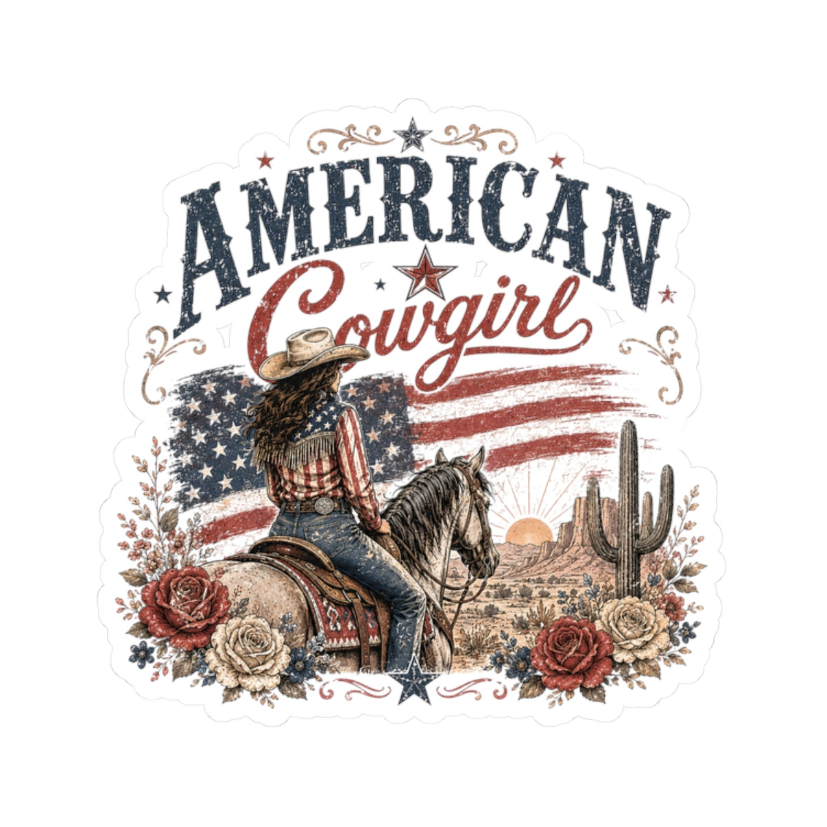 Kiss-Cut Sticker — American cowgirl