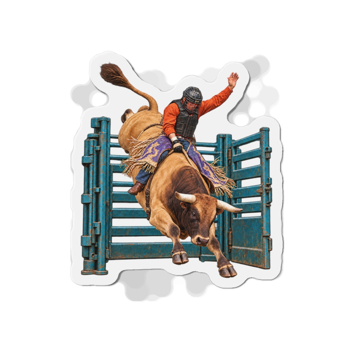 Die-Cut Magnets — Cowboys - Bull Rider - Out of the Chute - without Text - 3D Transparent