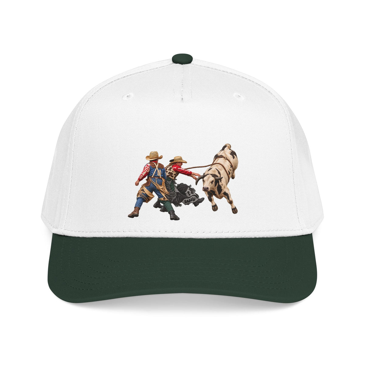 Mid Profile Baseball Cap — Cowboys - Clowns and Bull - without Text - 3D Transparent