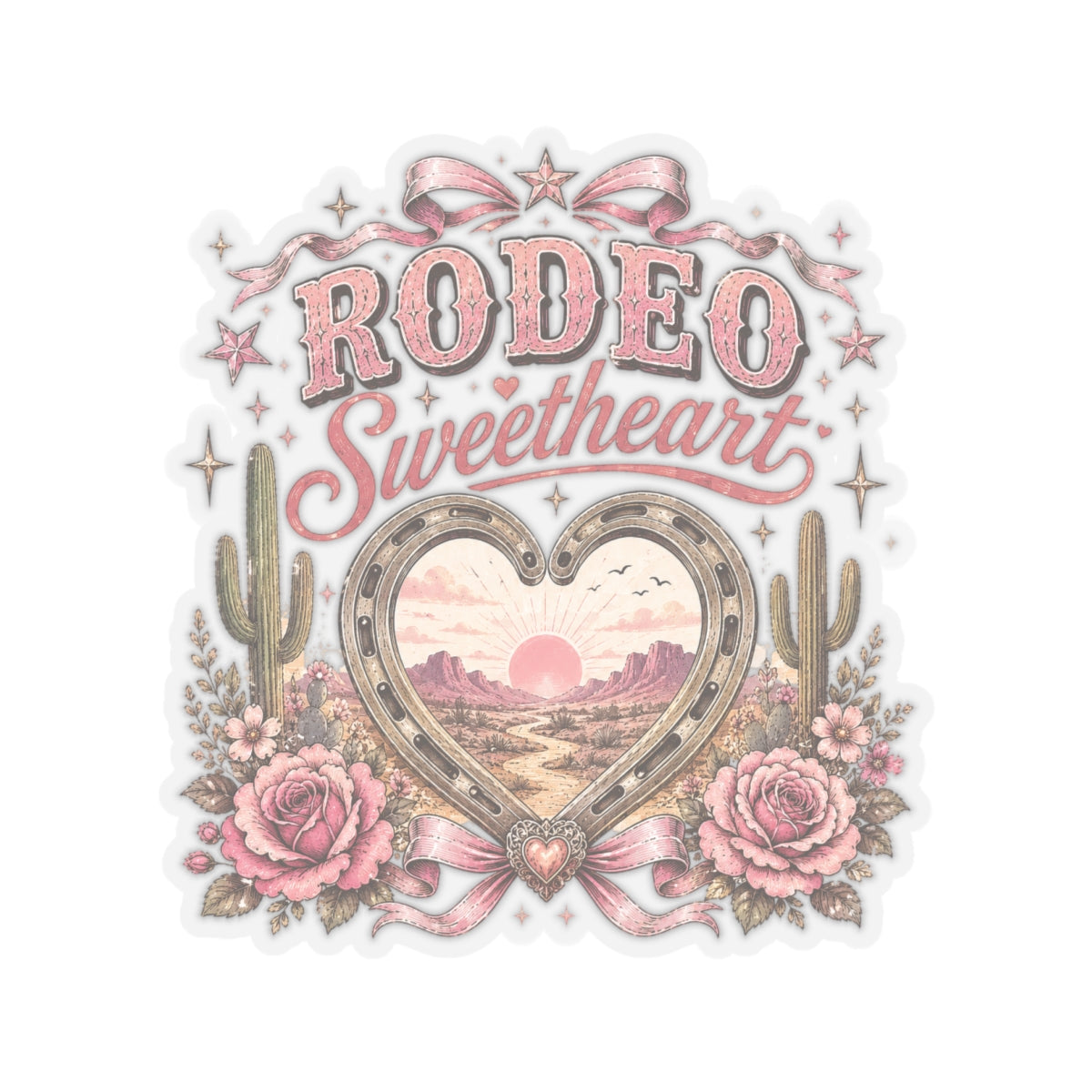 Kiss-Cut Sticker — Rodeo sweetheart with floral details