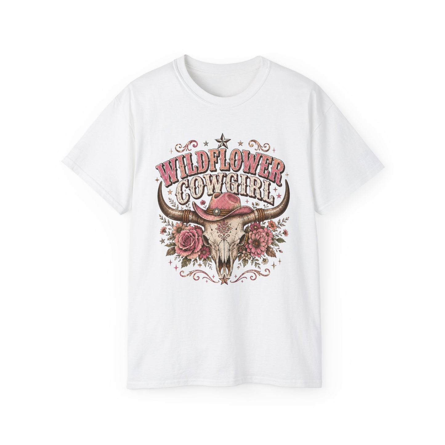 T-Shirt - Wildflower cowgirl with rustic charm