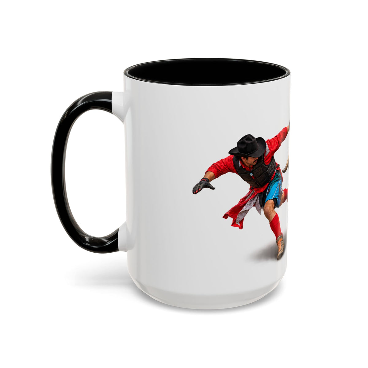 Accent Coffee Mug (11, 15oz) - Rodeo - Bull and Clown - 3D