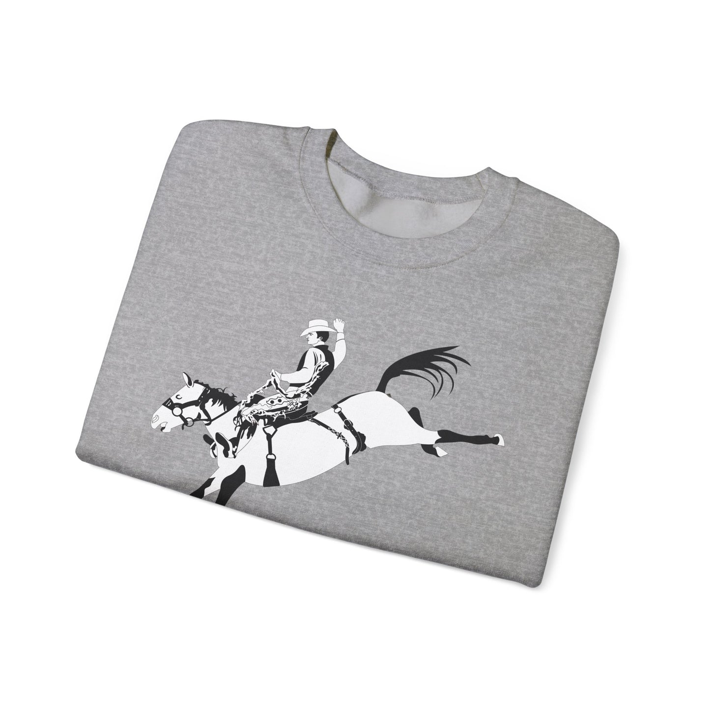 Crewneck Sweatshirt - Cowboy - Bronco Buster - BW