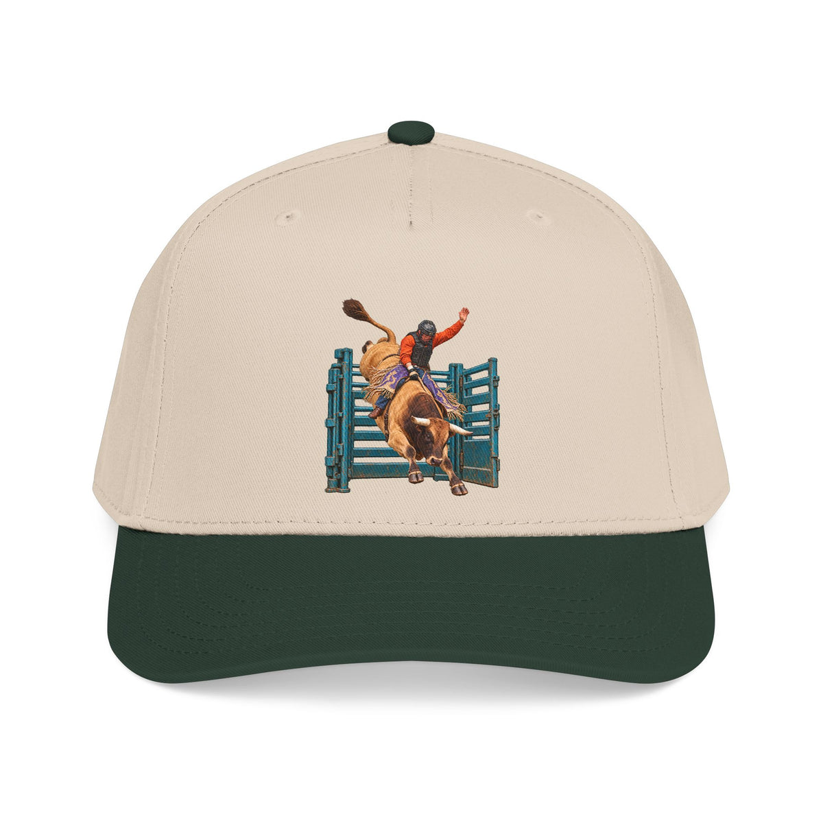 Mid Profile Baseball Cap — Cowboys - Bull Rider - Out of the Chute - without Text - 3D Transparent