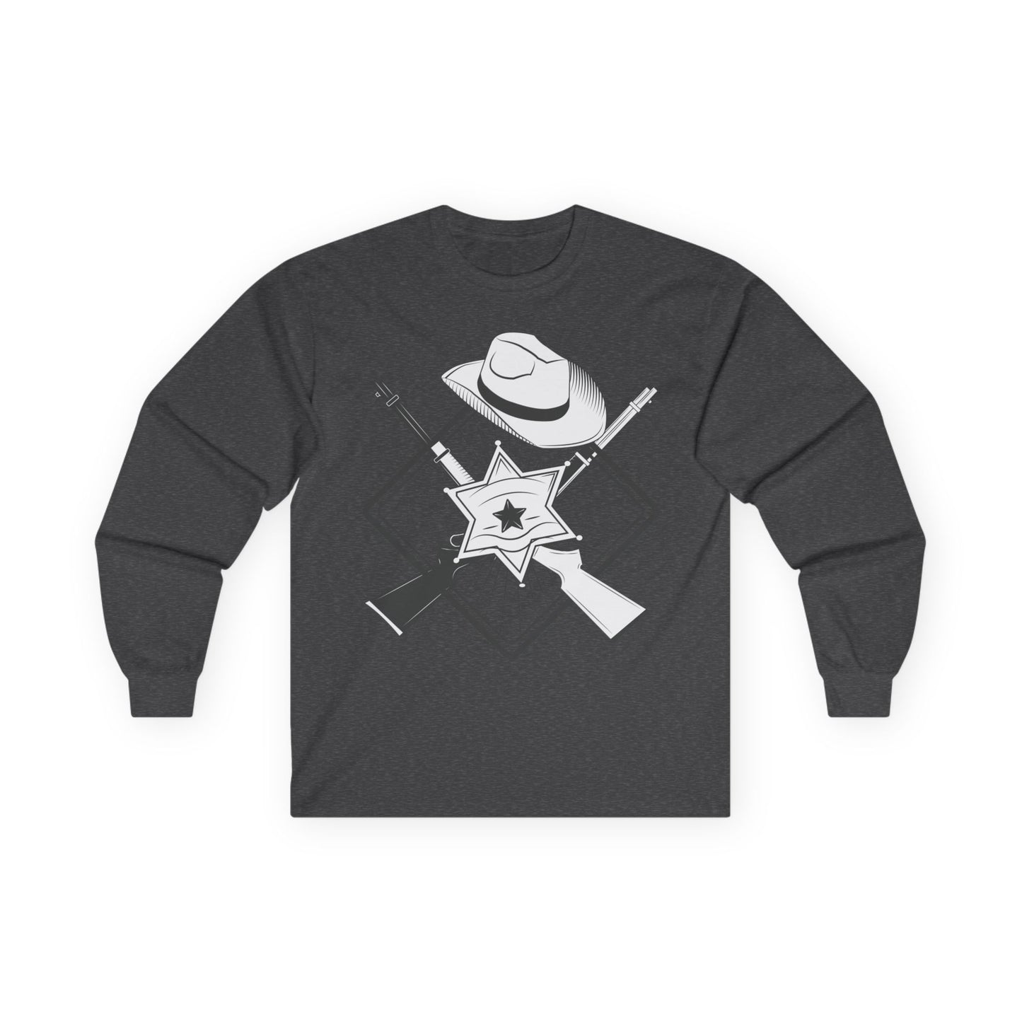 Unisex Ultra Cotton Long Sleeve Tee - Vintage Cowboy w Rifles and Hat