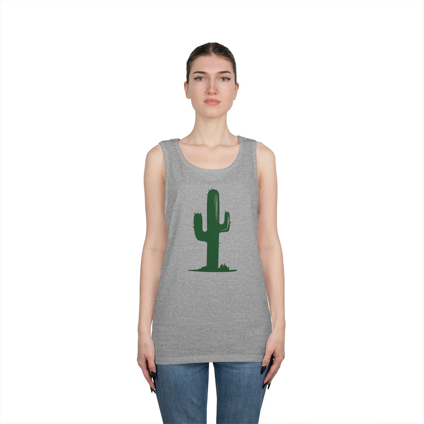 Unisex Heavy Cotton Tank Top - Green Western Cactus X 300