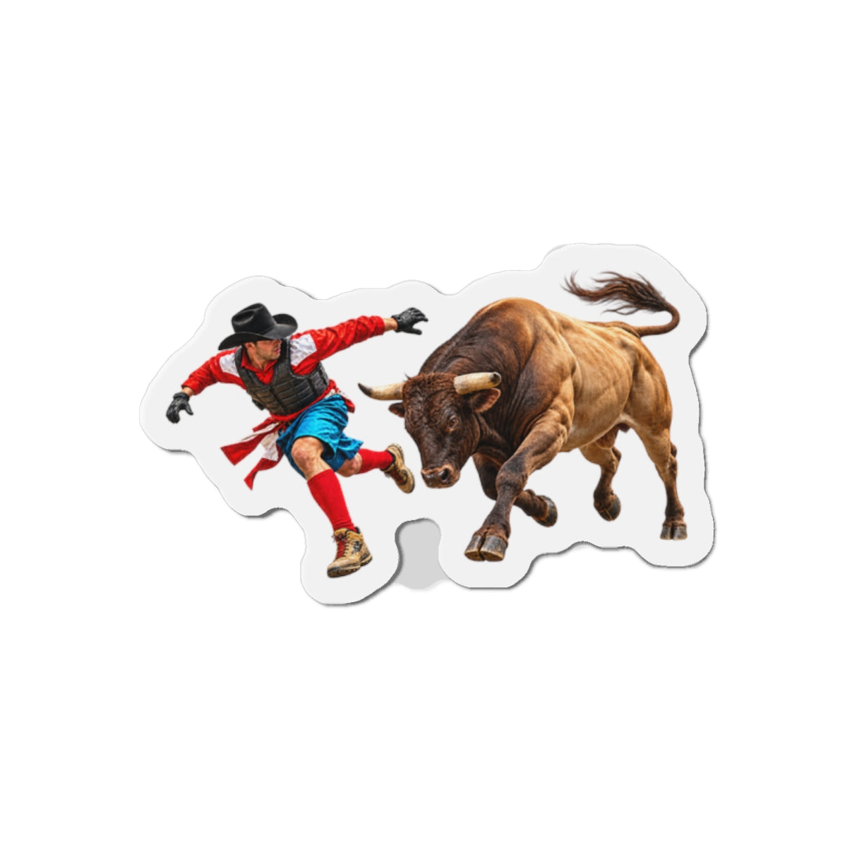 Die-Cut Magnets — Cowboys - Bull Chasing Clown - without Text - 3D Transparent