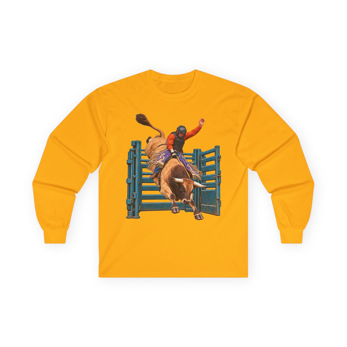 Unisex Ultra Cotton Long Sleeve Tee - Cowboys - Bull Rider - Out of the Chute - without Text - 3D Transparent