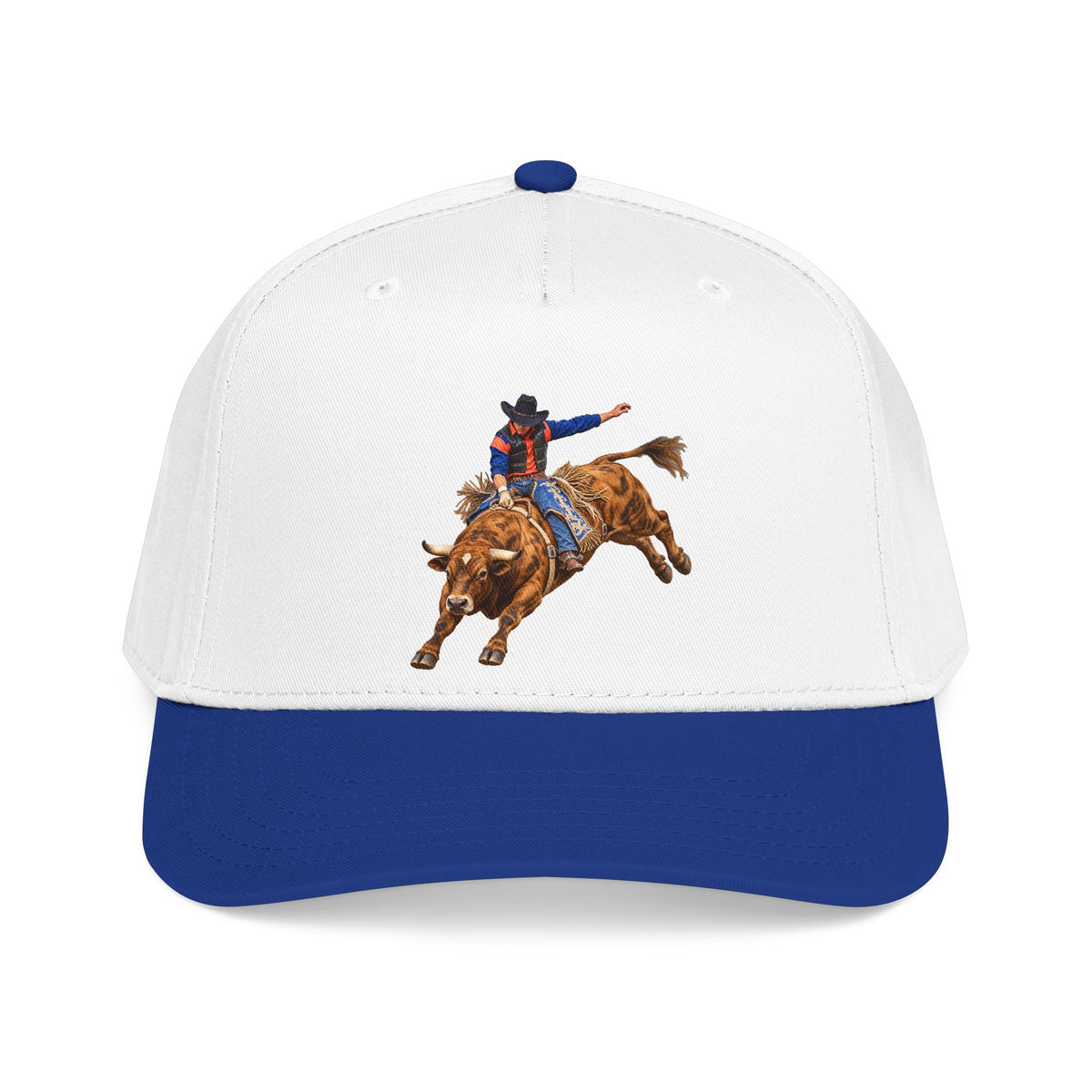 Mid Profile Baseball Cap — Cowboys - Bull Rider - Oblique - without Text - 3D Transparent