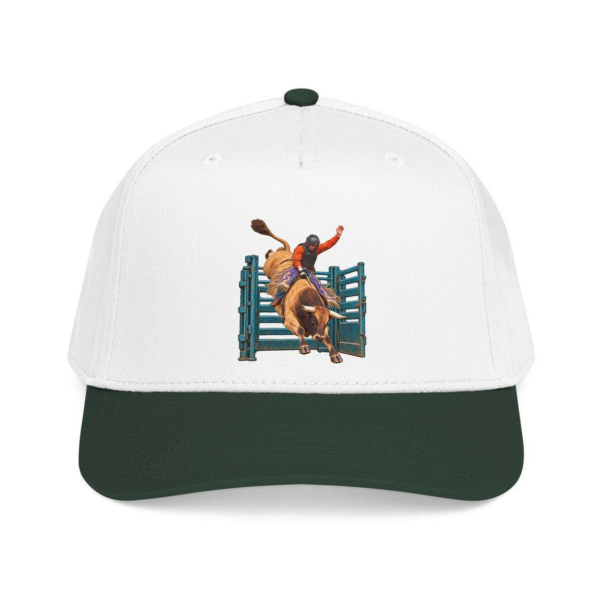 Mid Profile Baseball Cap — Cowboys - Bull Rider - Out of the Chute - without Text - 3D Transparent