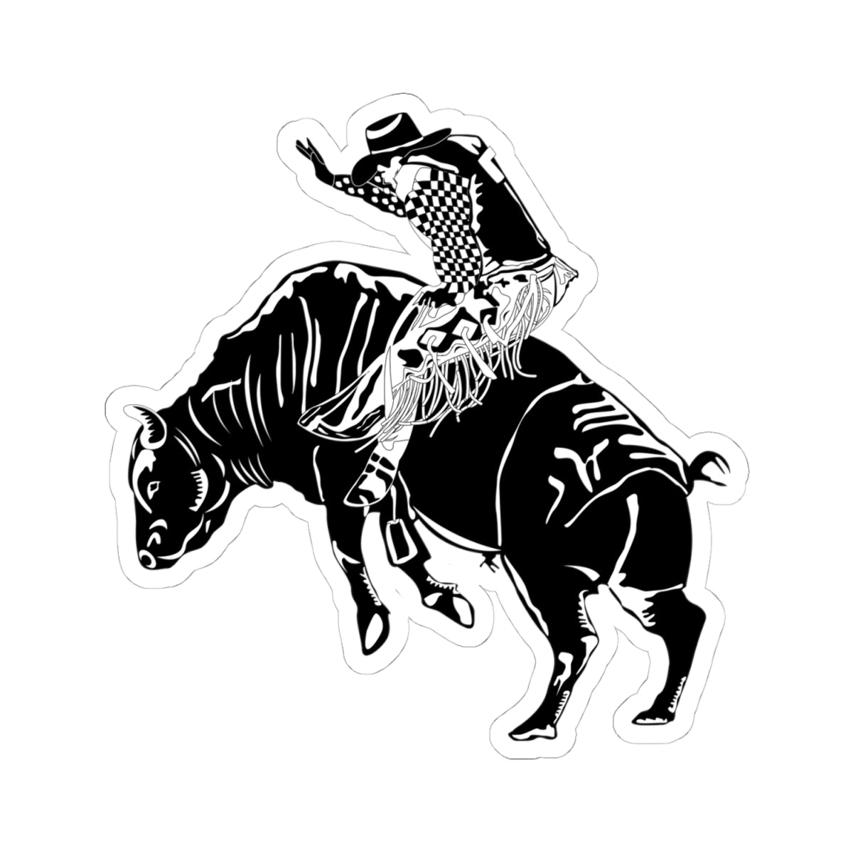 Kiss-Cut Stickers - Cowboy - Bull Rider - BW