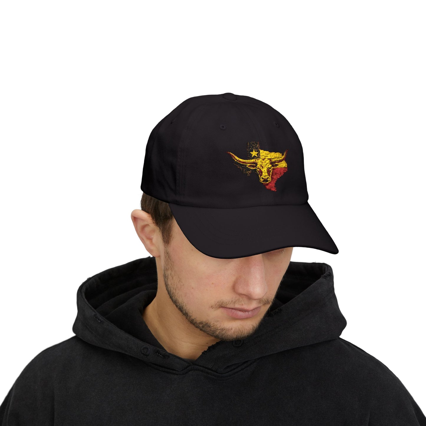 Texas Longhorn Dad Cap – Embroidered Texas Flag Steer Hat