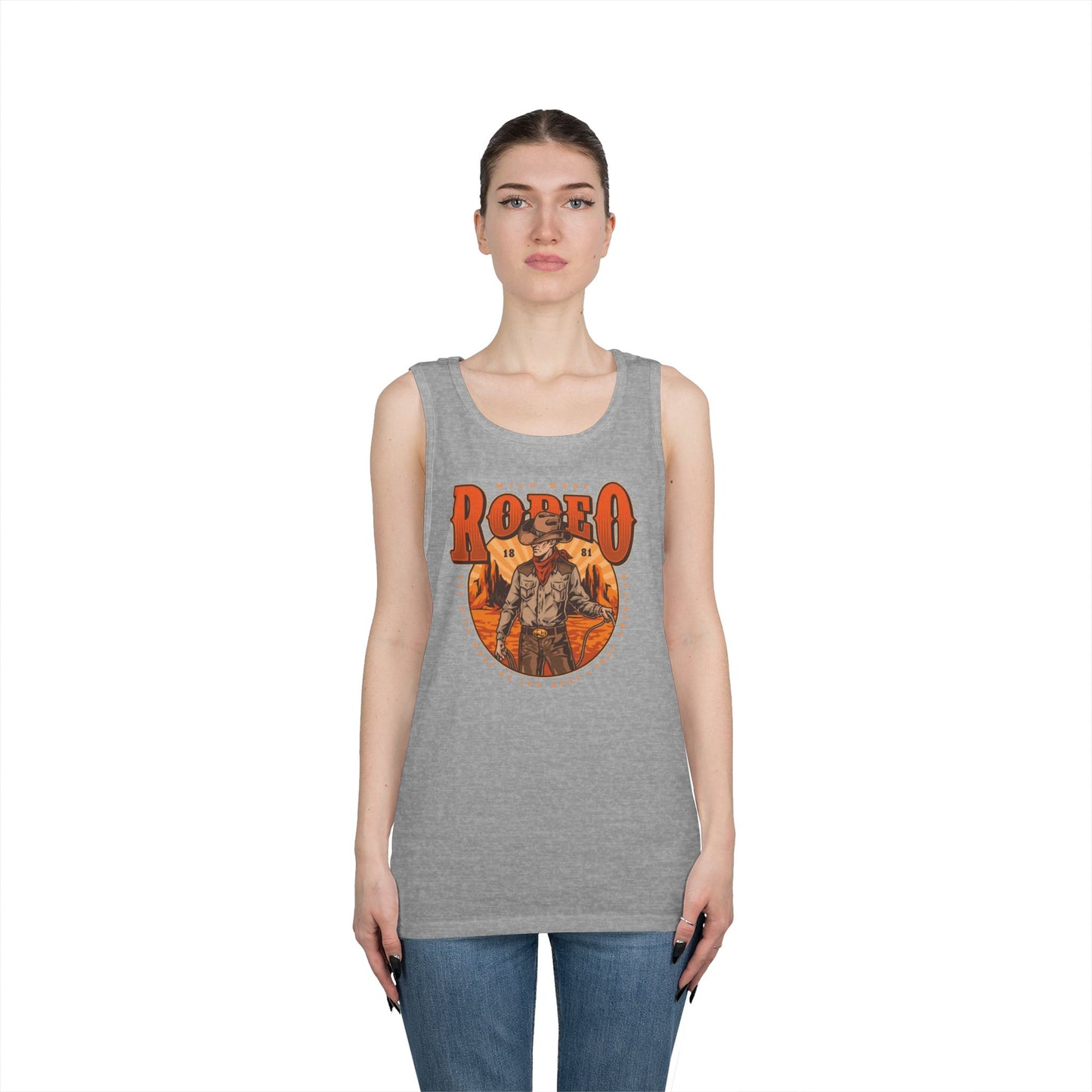 Unisex Heavy Cotton Tank Top - Wild West Rodeo - True American - The Wild West At Its Best