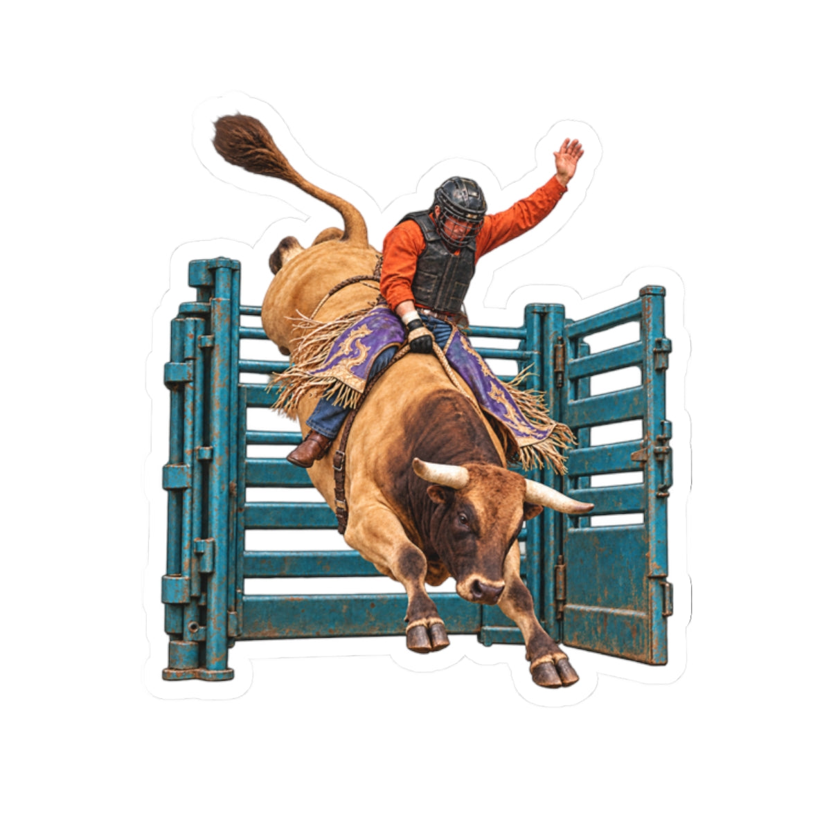 Kiss-Cut Stickers - Cowboys - Bull Rider - Out of the Chute - without Text - 3D Transparent