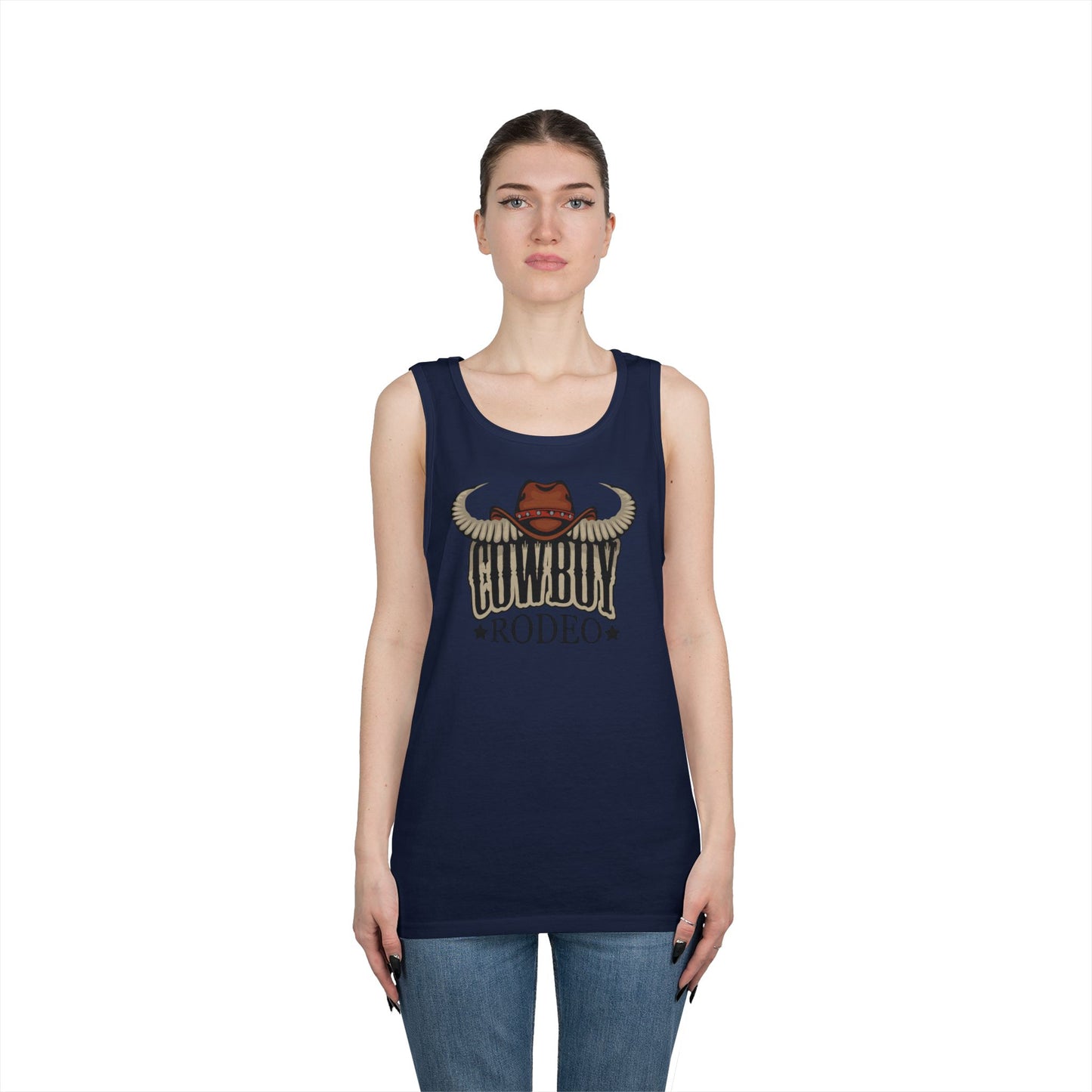 Unisex Heavy Cotton Tank Top - Cowboy Rodeo - Horn