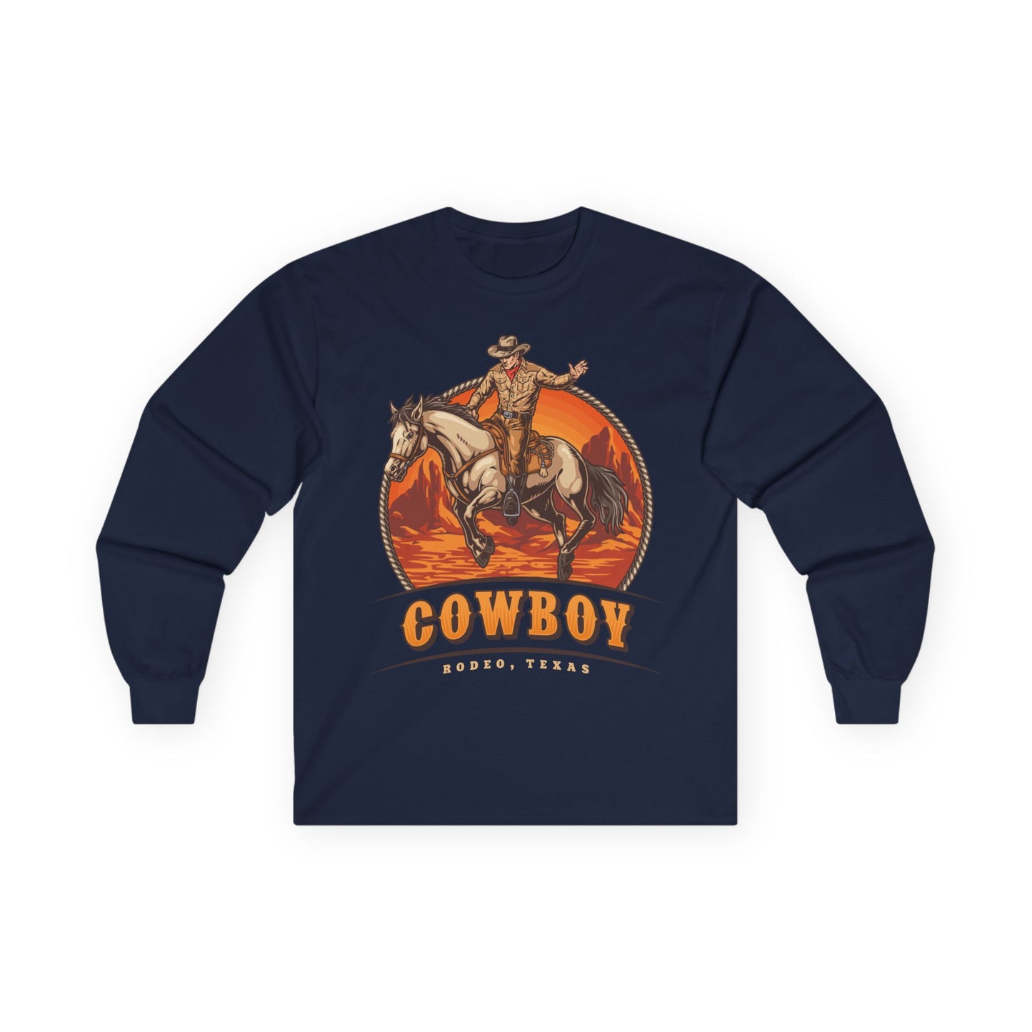 Unisex Ultra Cotton Long Sleeve Tee - Rodeo Cowboy - Texas