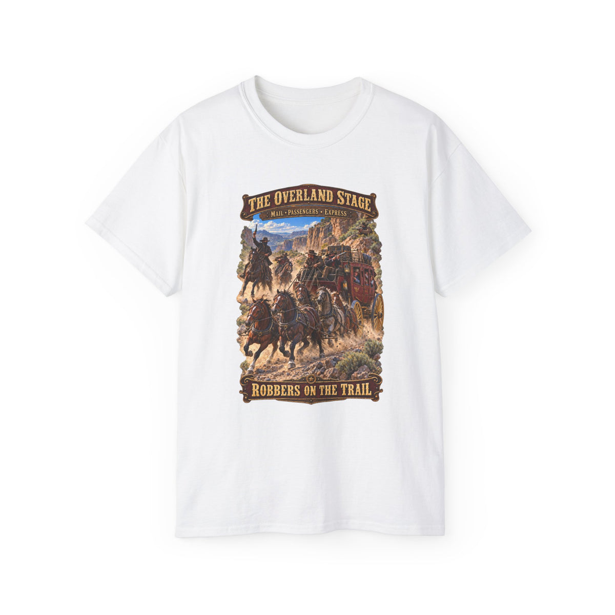 Unisex Ultra Cotton Tee - Overland Stage - Robbers on the Trail - 3D - Enhanced