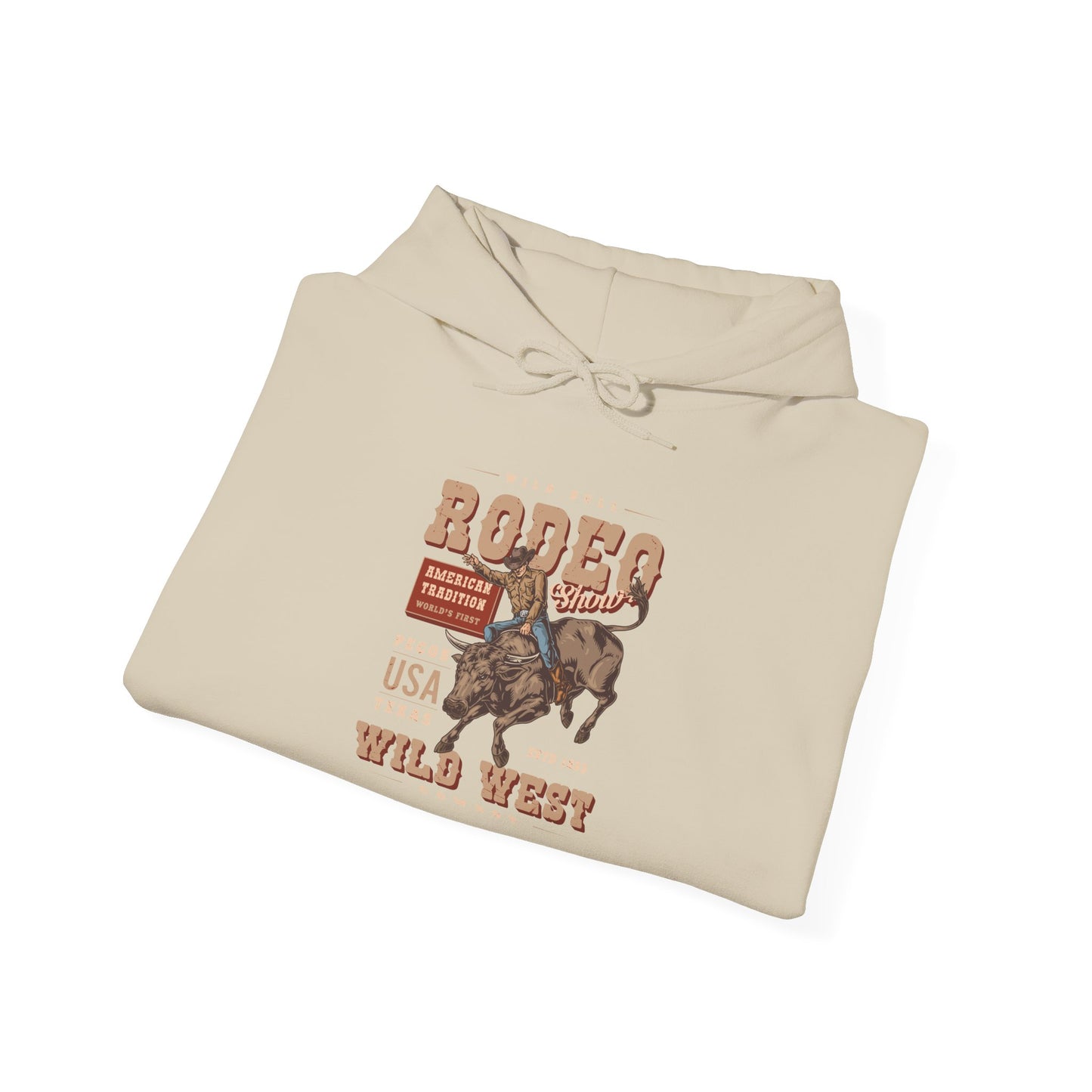 Unisex Hoodie - American Tradition Wild Bull Rodeo Show - Wild West Cowboy, Texas