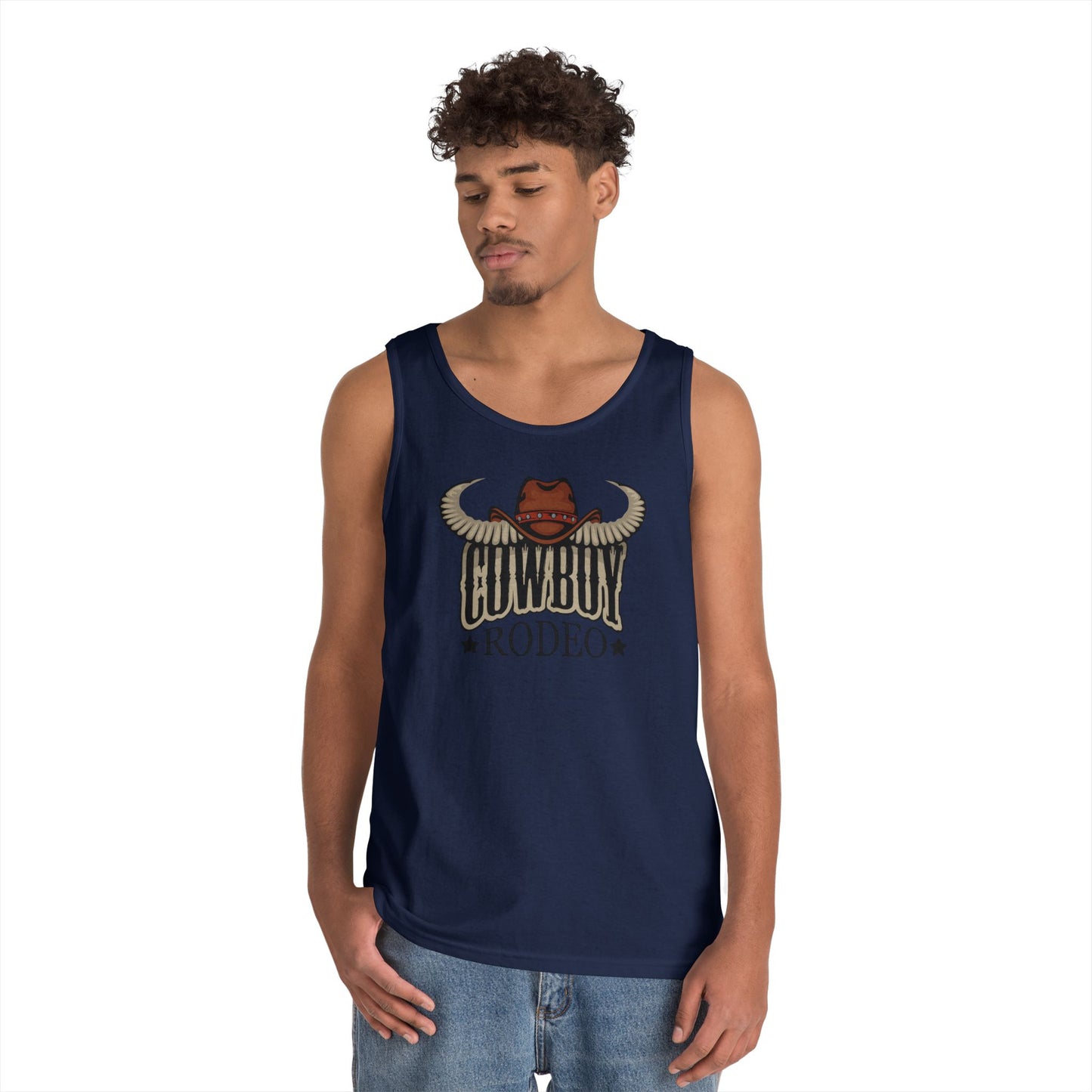 Unisex Heavy Cotton Tank Top - Cowboy Rodeo - Horn