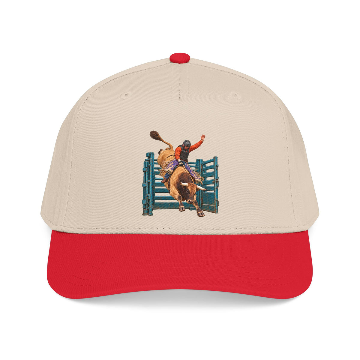 Mid Profile Baseball Cap — Cowboys - Bull Rider - Out of the Chute - without Text - 3D Transparent