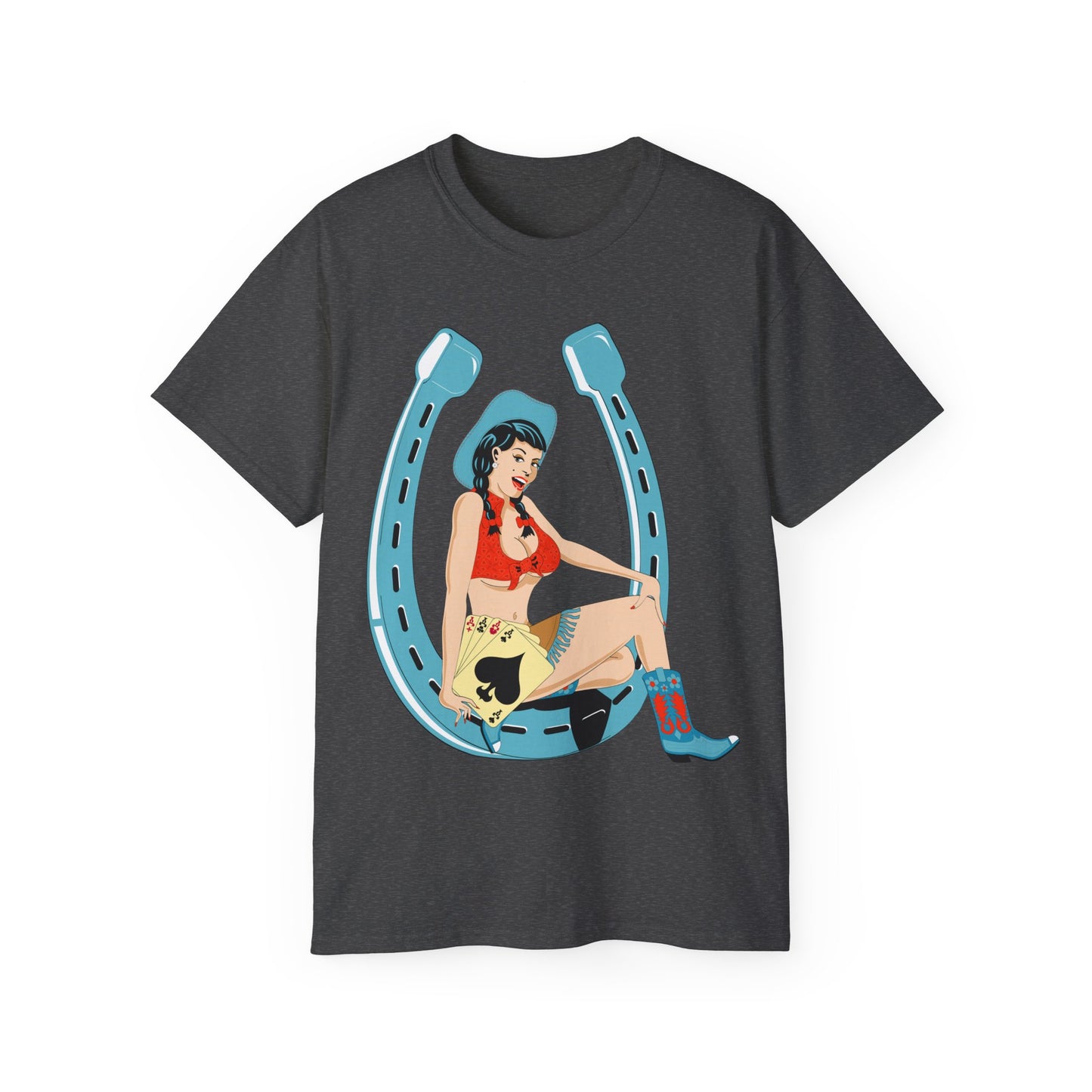 Unisex Ultra Cotton Tee - Sexy Cowgirl Luck - Lady Luck