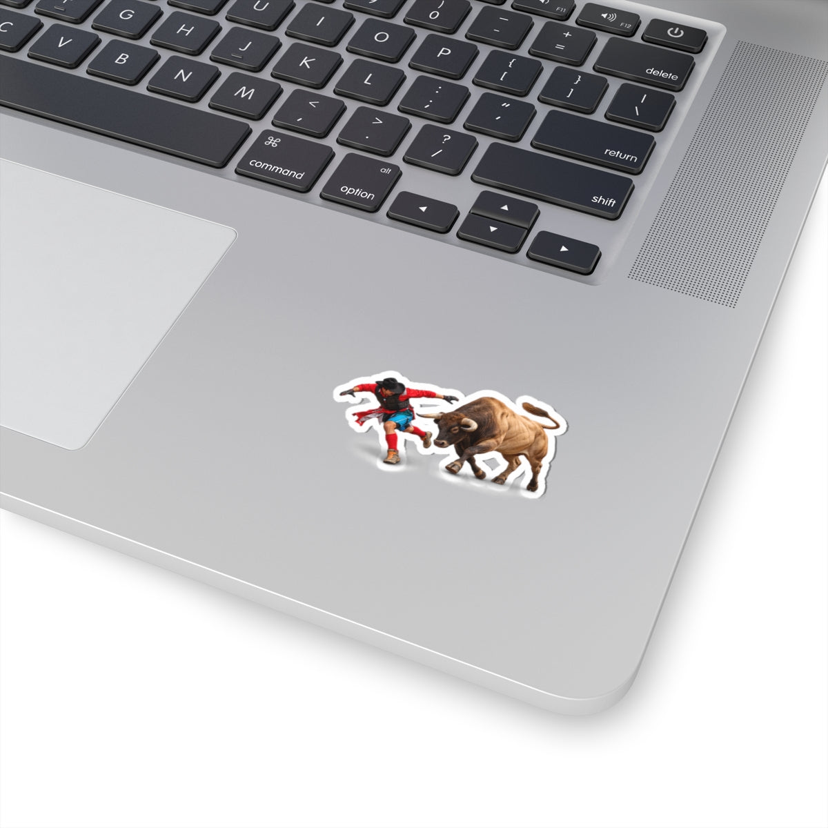 Kiss-Cut Stickers - Cowboys - Bull Chasing Clown - Ground Shadow - without Text - 3D Transparent