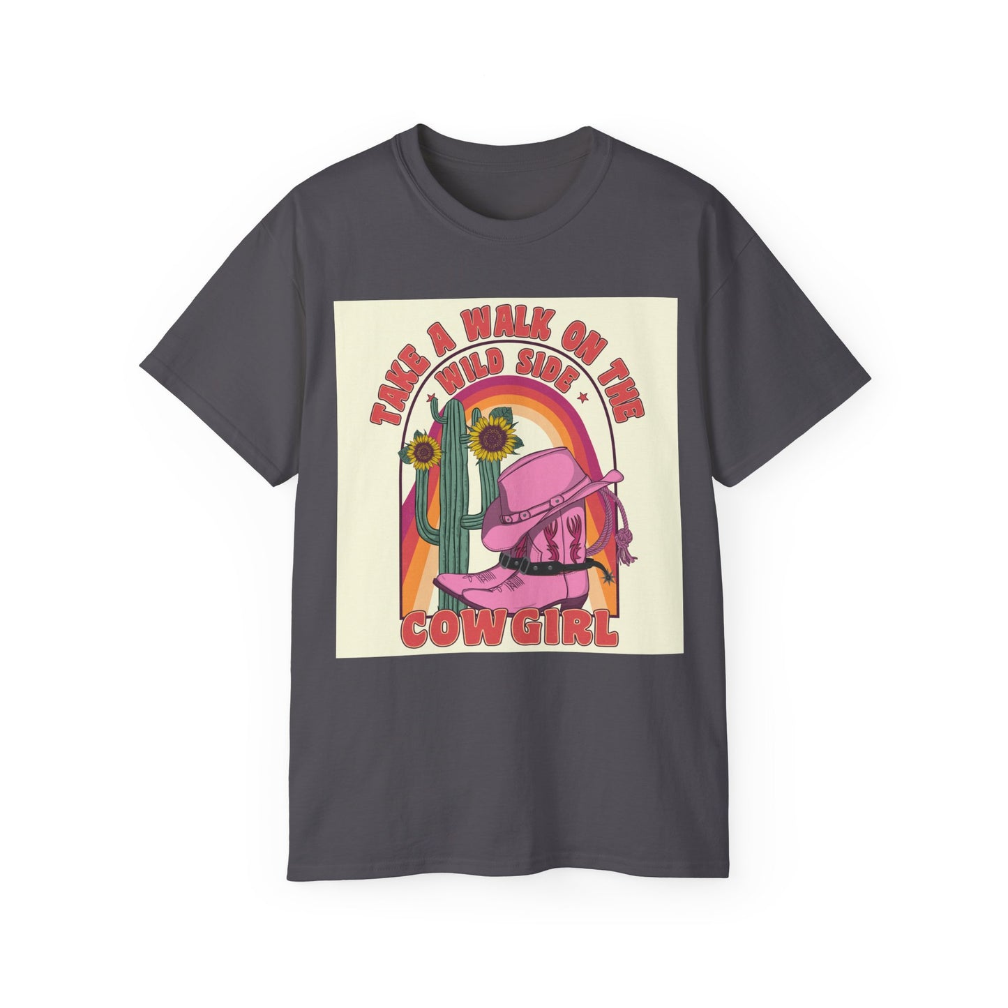 Unisex Ultra Cotton Tee - Cowgirl Sunset Boots & Cactus