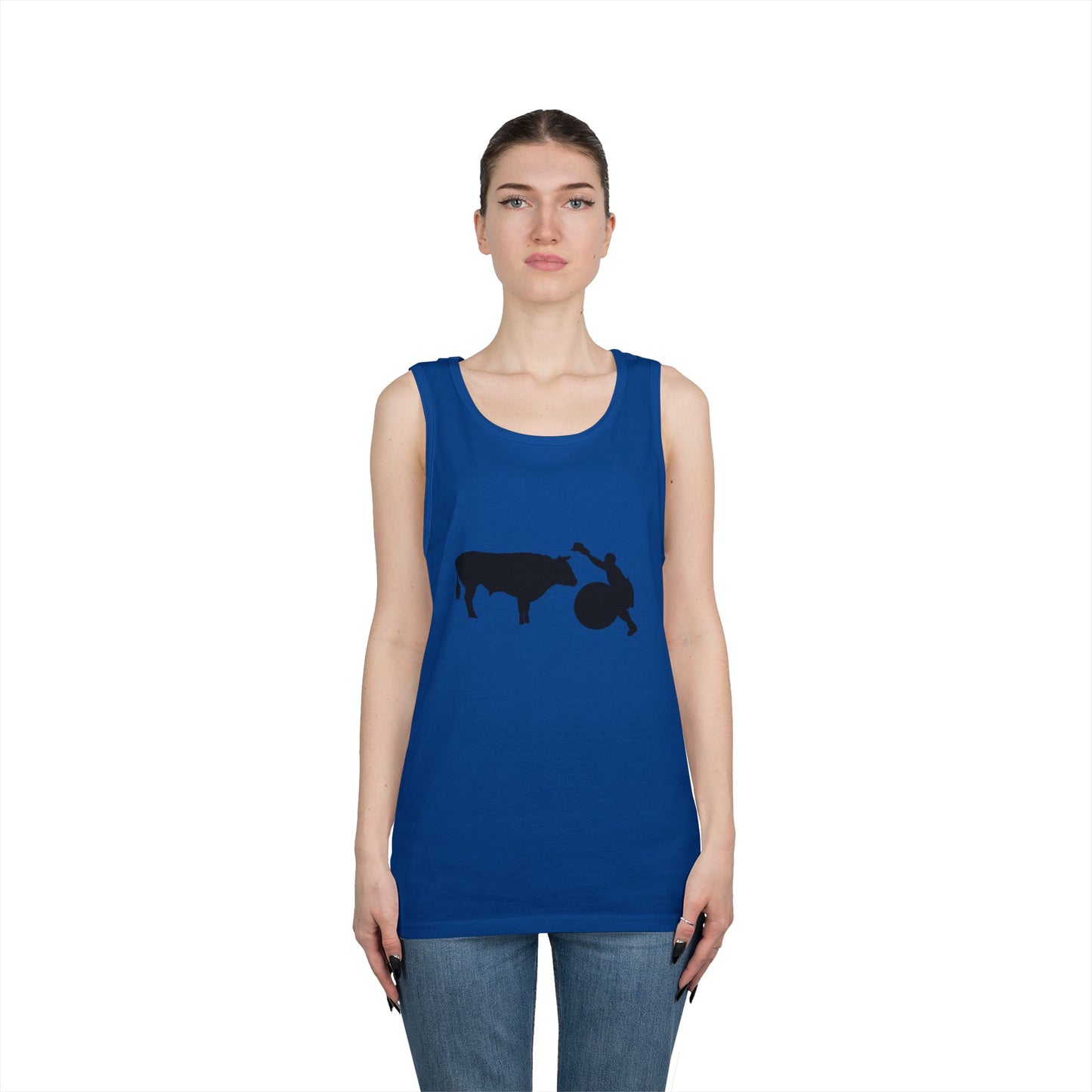 Unisex Heavy Cotton Tank Top - Clown and Bull - Silhouette - V2