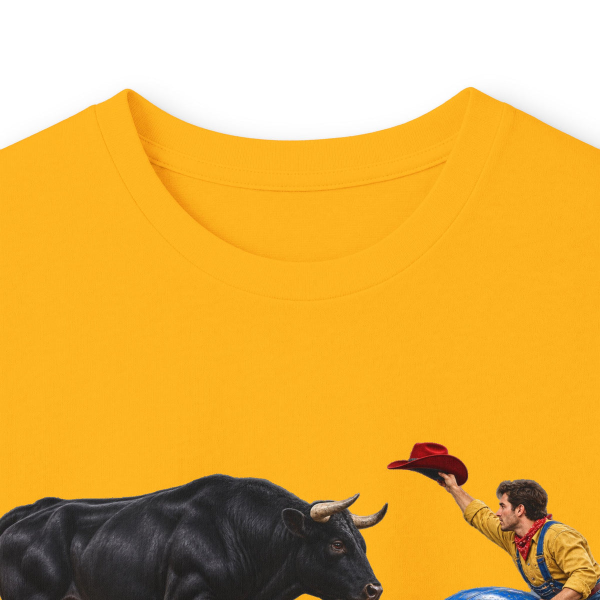 Unisex Ultra Cotton Long Sleeve Tee - Cowboys - Clown Teasing Bull, Barrel - 3D Transparent