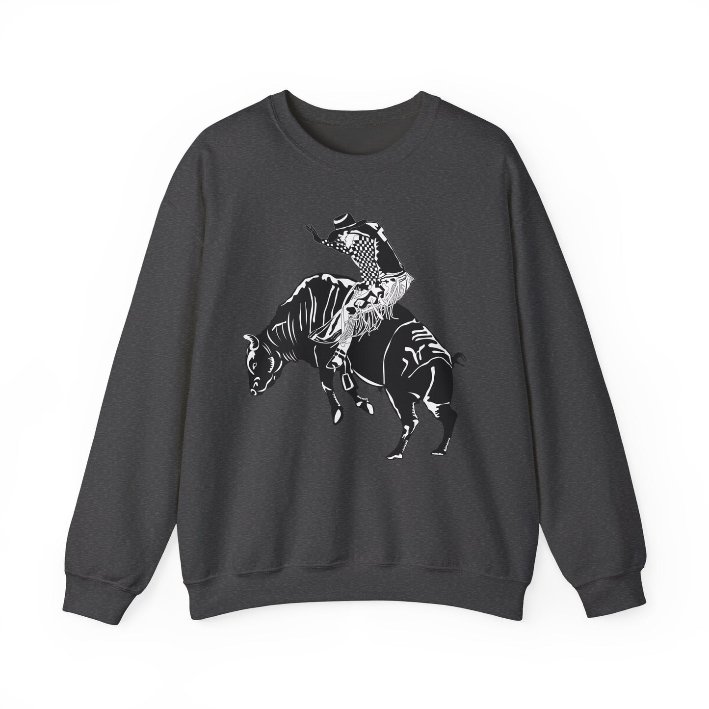 Crewneck Sweatshirt - Cowboy - Bull Rider - BW