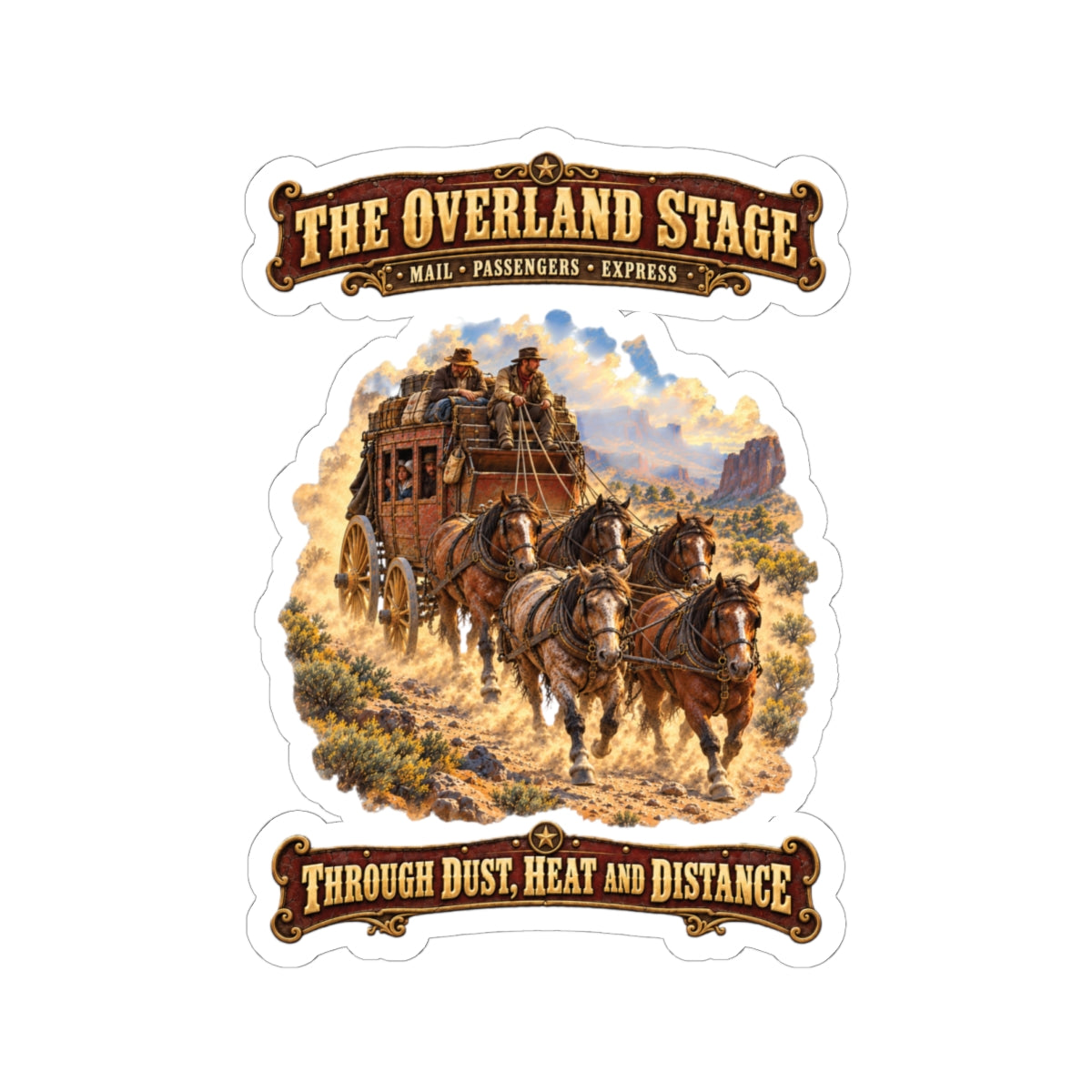 Kiss-Cut Sticker — Overland Stage - Dusty Trails - 3D - Enhanced