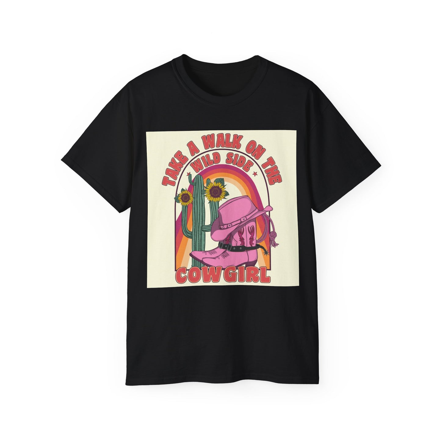 Unisex Ultra Cotton Tee - Cowgirl Sunset Boots & Cactus