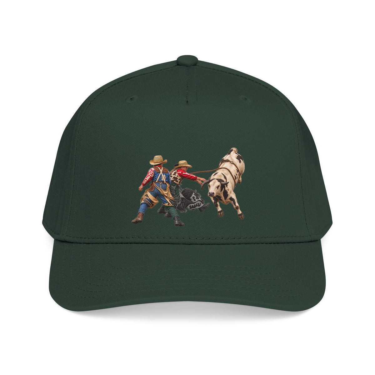 Mid Profile Baseball Cap — Cowboys - Clowns and Bull - without Text - 3D Transparent