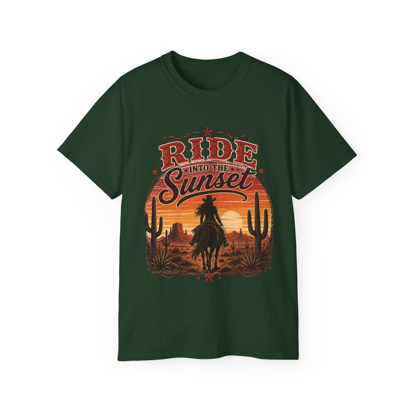 T-Shirt - Riding into the desert sunset