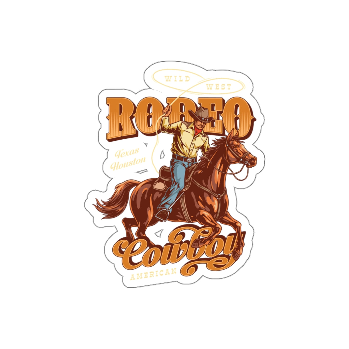 Die-cut stickers - Wild West - Houston, Texas - American Rodeo Cowboy