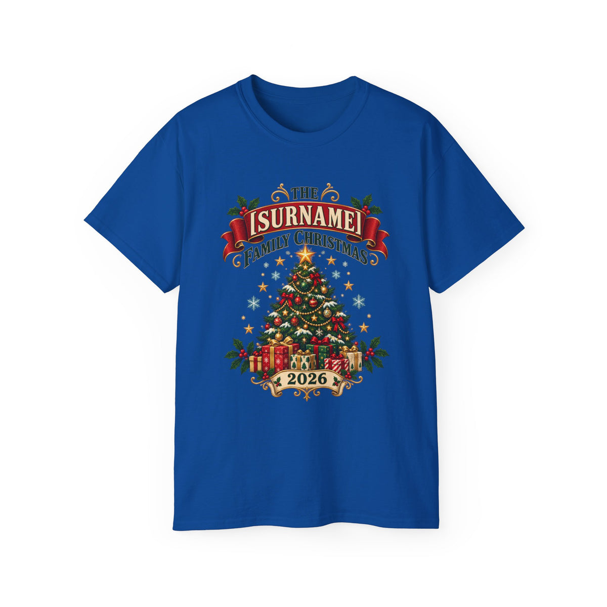 Unisex Ultra Cotton Tee - Vintage Family Christmas Tree - Free Customization
